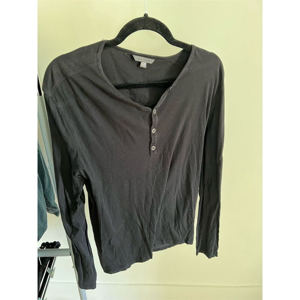 John Varvatos Men's Gray Long Sleeve Henley Shirt Size M Casual